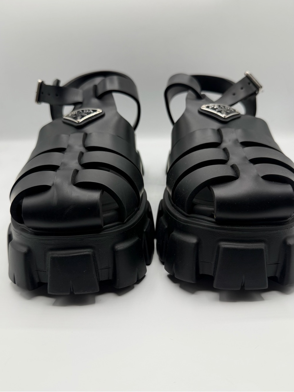 NIB Prada Black Rubber Ultralight Monolith Platform Chunky Strap Sandals EU 41 - Picture 6 of 15